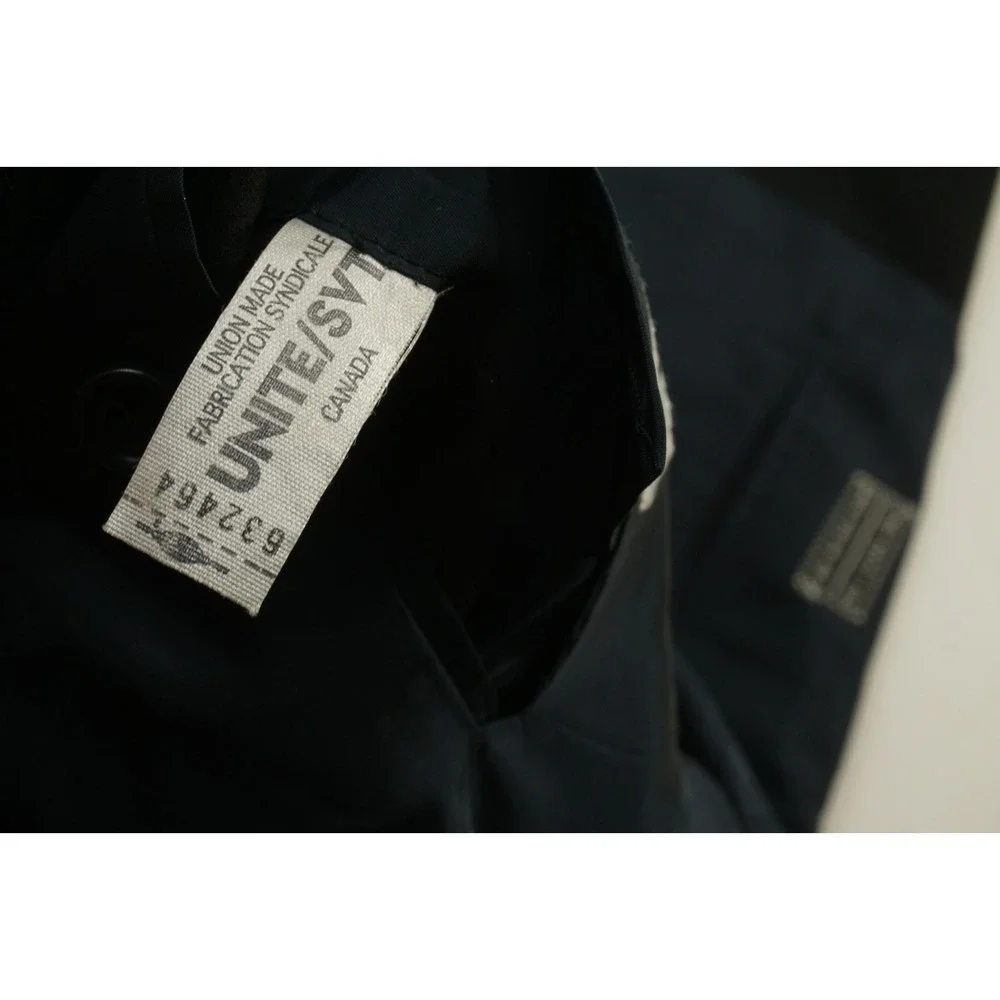 Vintage Giorgio Armani Mens 44L Black Blue Pinstripe Gabardine Wool 3 Btn Blazer